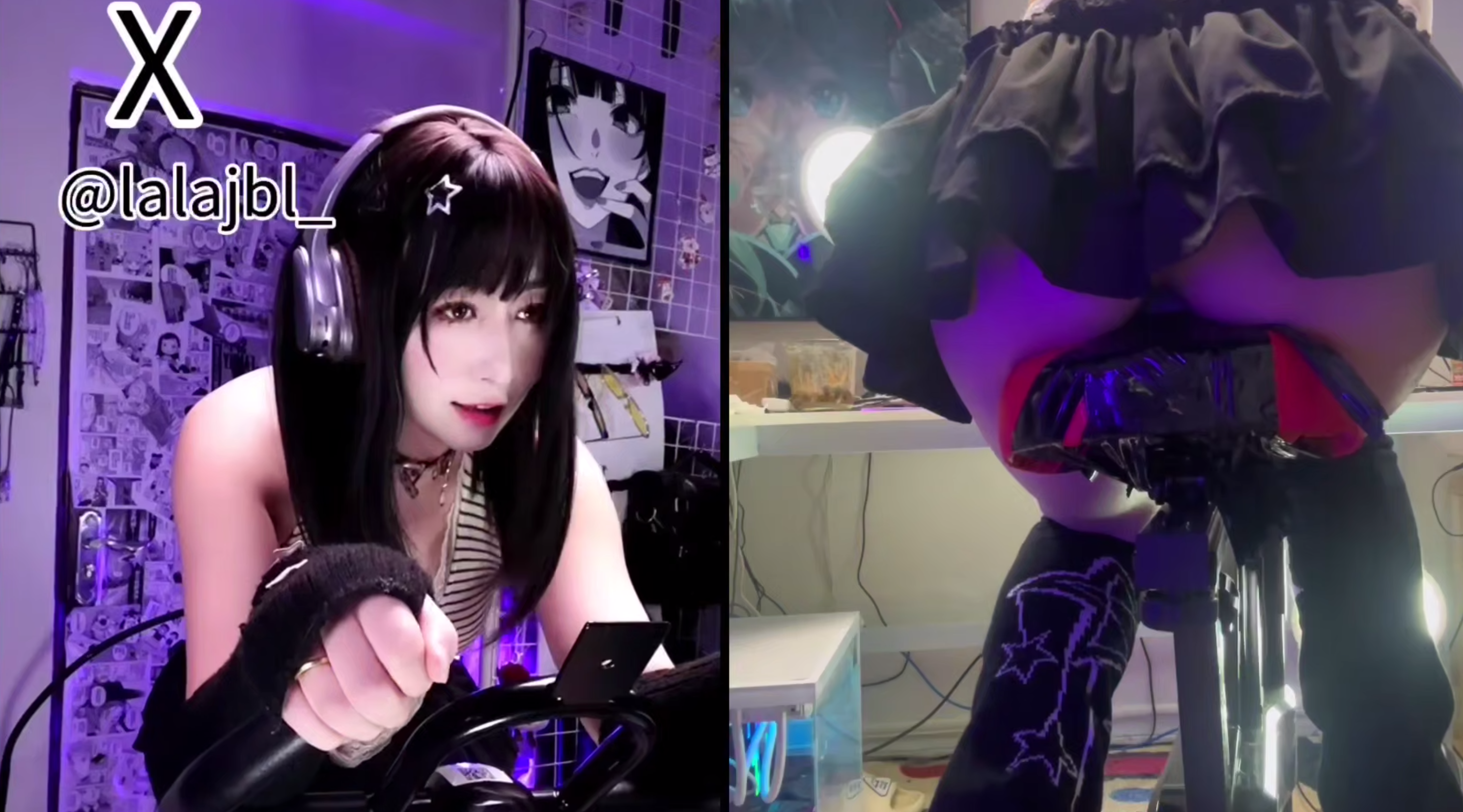 【伪娘】推特辣辣姜不辣双视角自行车