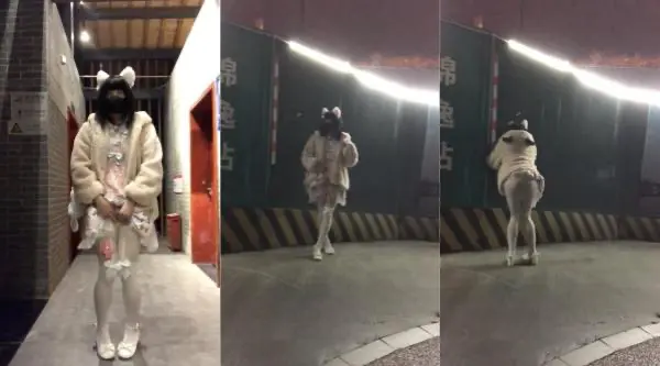 可爱CD奶咪 ：穿着lolita外出寻刺激，在公厕门口玩跳蛋呢，心里紧张的要死！