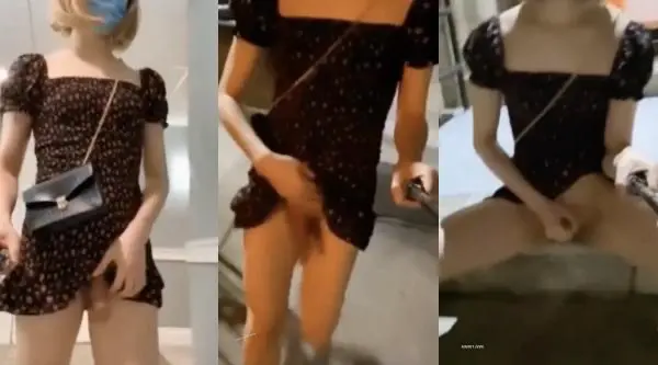 眼镜伪娘露出 光着屁屁从宾馆坐电梯出来 在马路上边走边撸 最后给撸射了