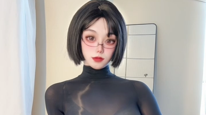 【伪娘】推特蛋奶酒黑丝连体衣