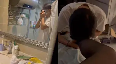 贵阳Ts袁倩倩 电梯停电了走楼梯回家，遇到邻居等他女朋友回家，于是我好心让他来我家等，没想到他上厕所